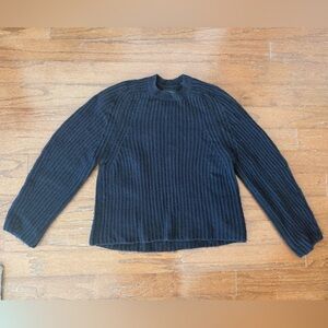 NAADAM Women's wool & cashmere blend Black and Navy Ribbed Sweater